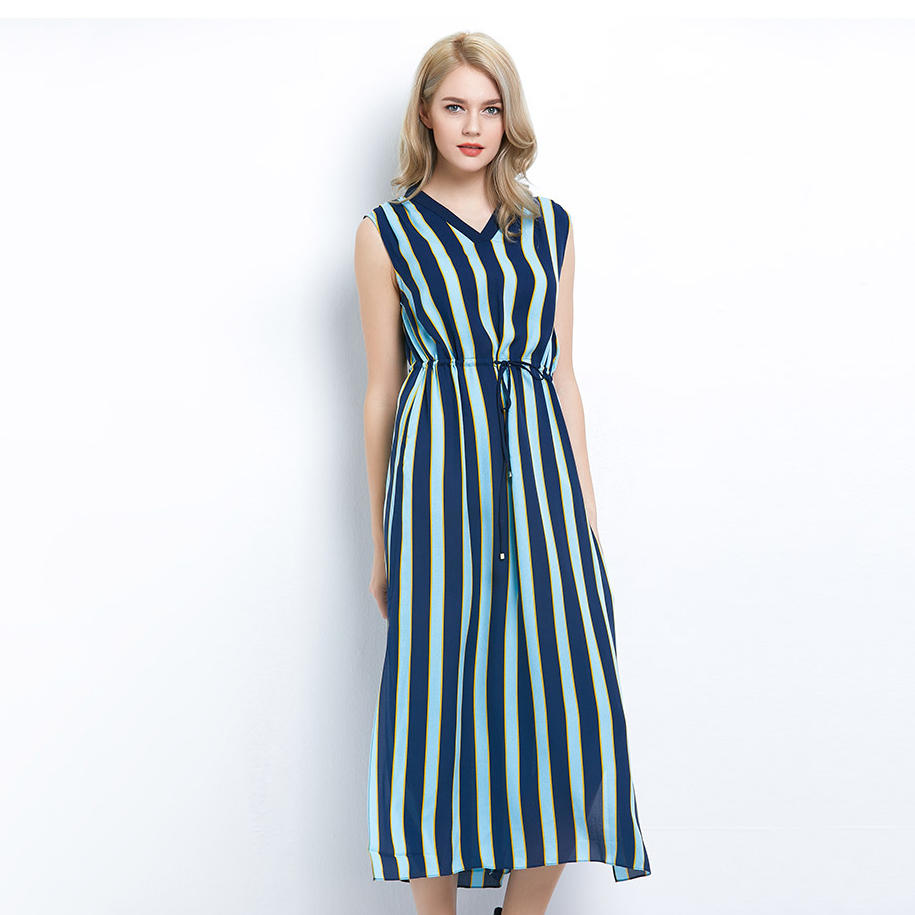 OEM Sleeveless Striped Dresses For Women